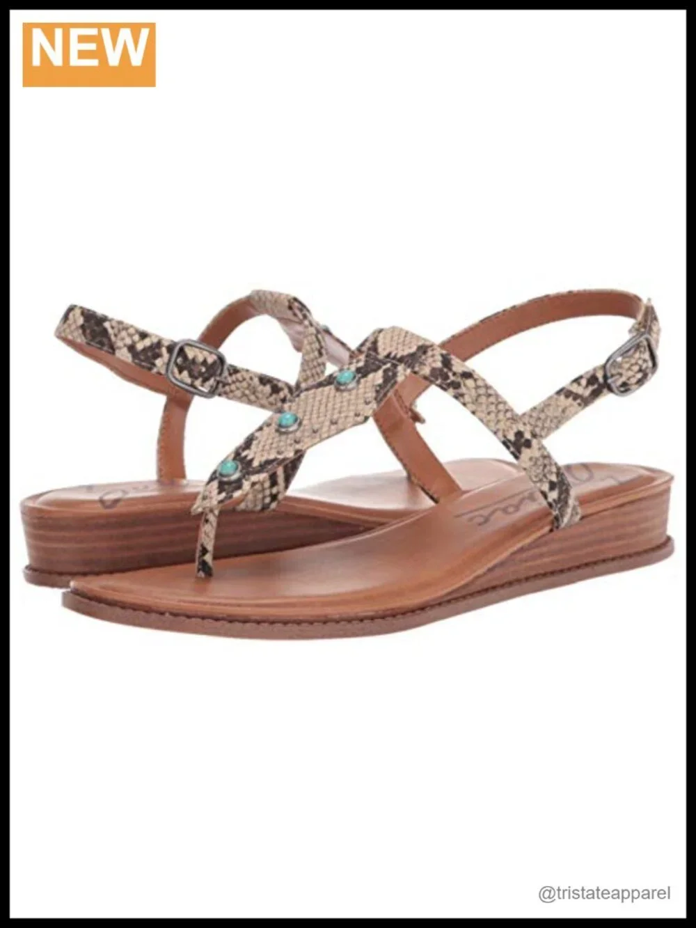 Wedge Sandals Slingback Rhinestone Turquoise Ornaments Open Toe